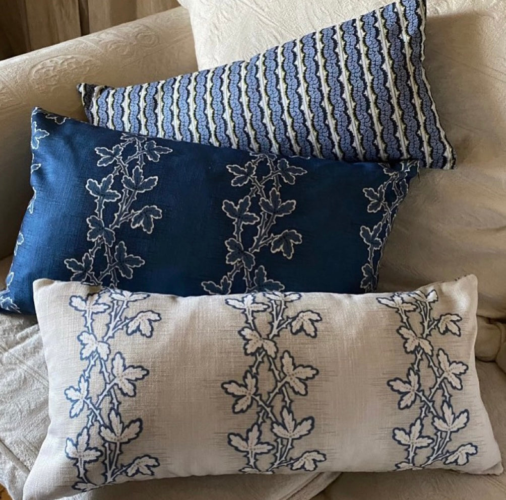 Pressed Fern in colour Chambray. Small oxford style cushion cover in cotton/linen.