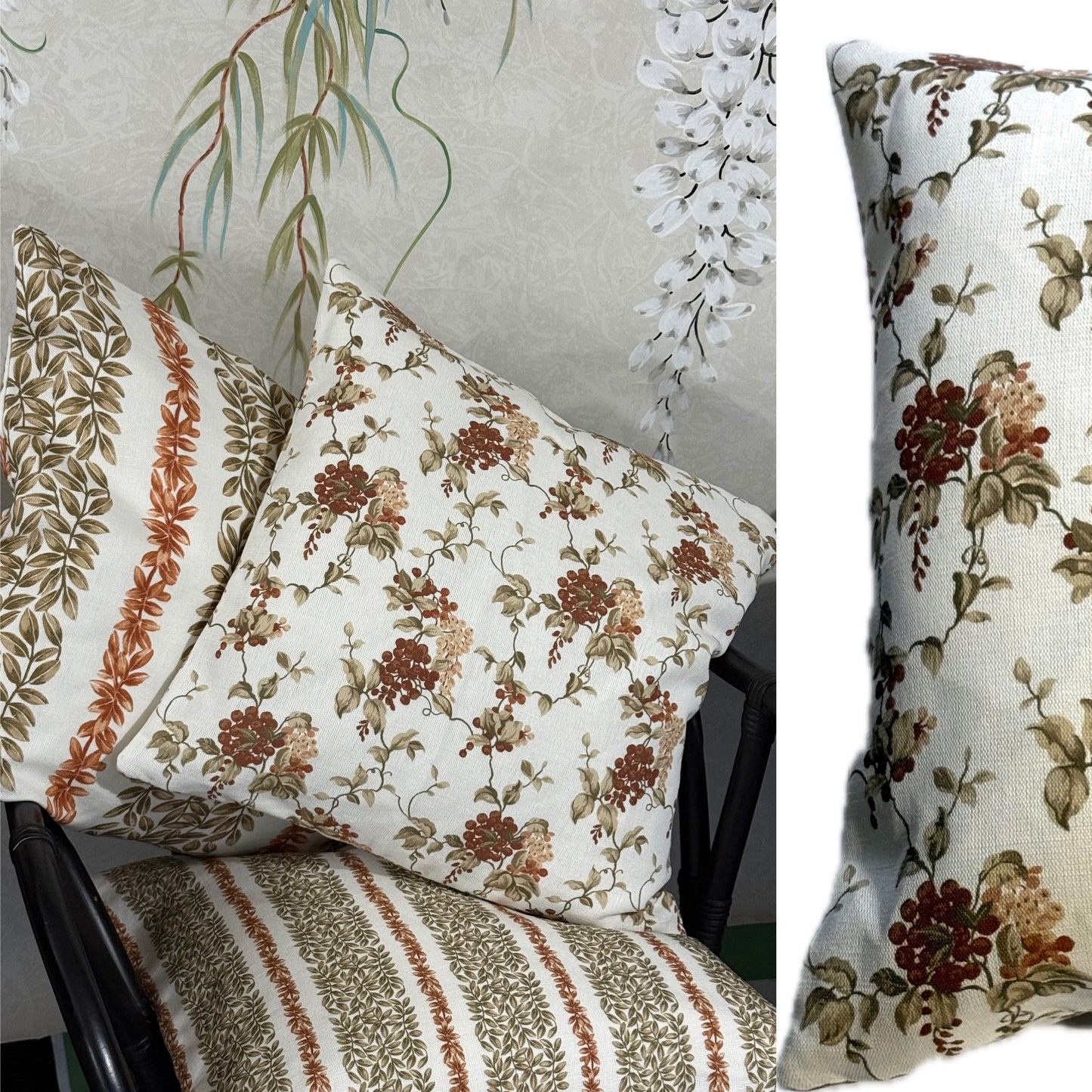 Petit Wisteria Cushion Cover in Rust and Beige