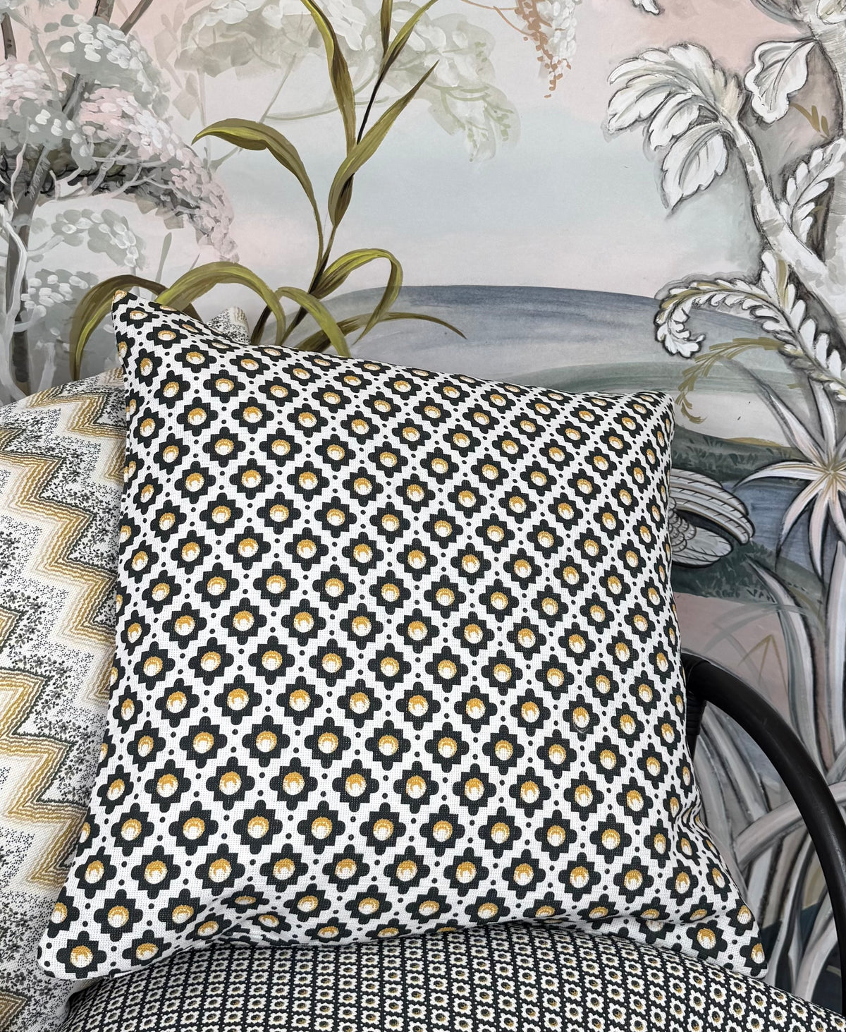 Charles - Cushion Cover in Black & Cream