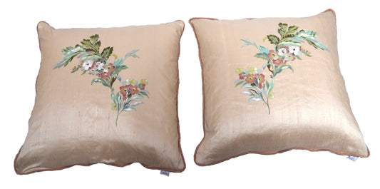 Chateau Artisan hand painted set of 2 large silk cushion covers. Price for both covers