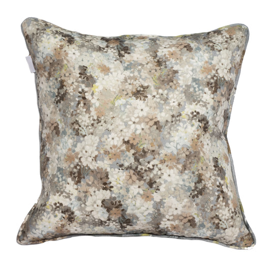 Joy and Blossom Reversible Cushion in Silver grey. Premium Irish Linen, 18" complete with luxury feather filling.