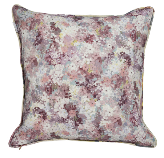 Joy and Blossom Reversible  Cushion in Rose Mist/Breeze Blue. Premium Irish Linen, 18" complete with luxury Feather Filling