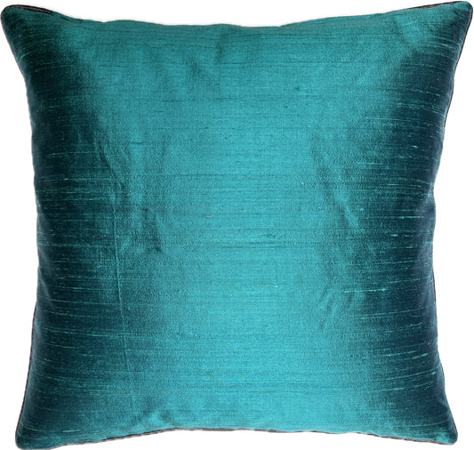 Peacock artisan hand painted small silk cushion with feather inner