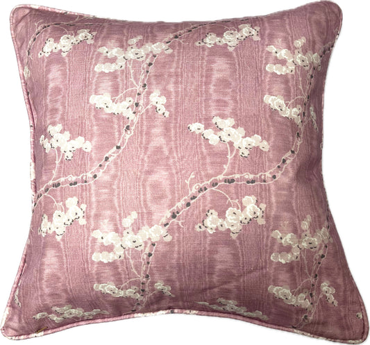 Emily's Bouquet/Dancing Alice in Ashen rose. Small reversible cushion cover in cotton