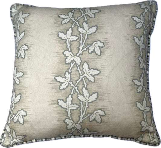 Lunds Leaf in French grey. Reversible cushion cover in cotton piped, in pressed fern.