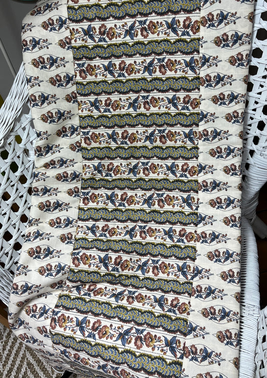 Victoria's Dress/ Cameo in Ink. Reversible runner/ for single bed or chair