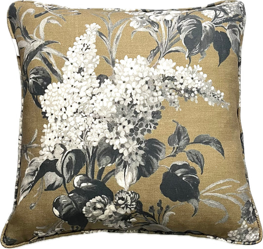Joy and Blossom Reversible cushion. Premium Irish Linen. 18" complete with Luxury Feather filling.