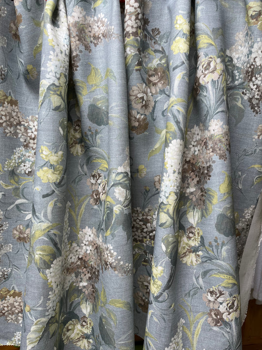 Joy Linen in Silver, printed on premium linen. A flamboyant, exuberant and joyous floral