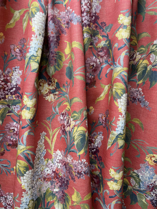 Joy Linen in Fiesta, printed on premium linen. A flamboyant, exuberant and joyous floral.