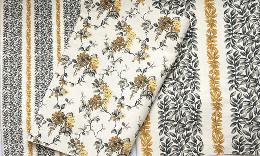 Large Leaf Stripe - Gold and Grey