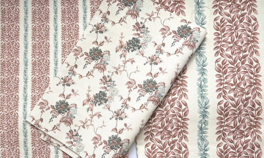 Small Leaf Stripe - Grey and Pink