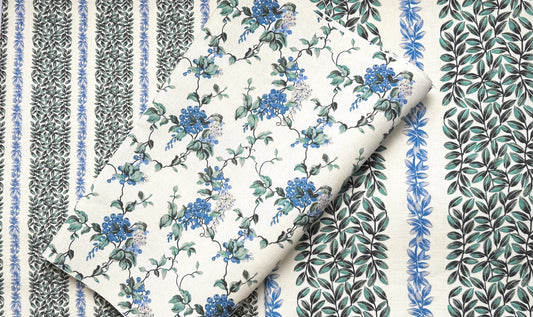 Small Leaf Stripe - Blue and Green