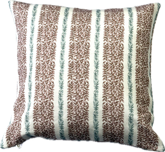 Small Leaf Stripe Cushion Cover in Grey and Pink