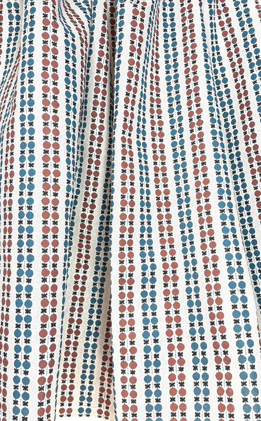 Orb - Blue & Bronze printed fabric