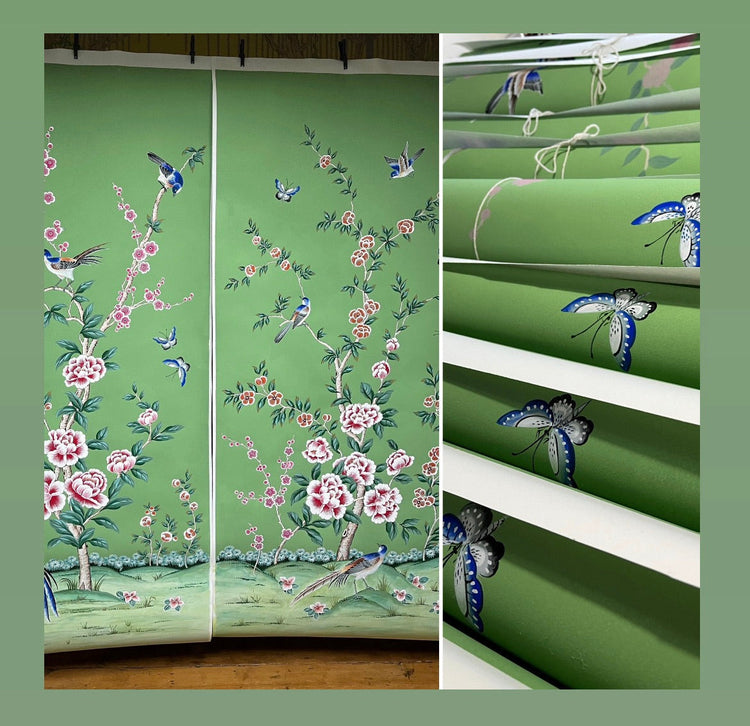 Chinoiserie. Bespoke handpainted set of 11 panels 