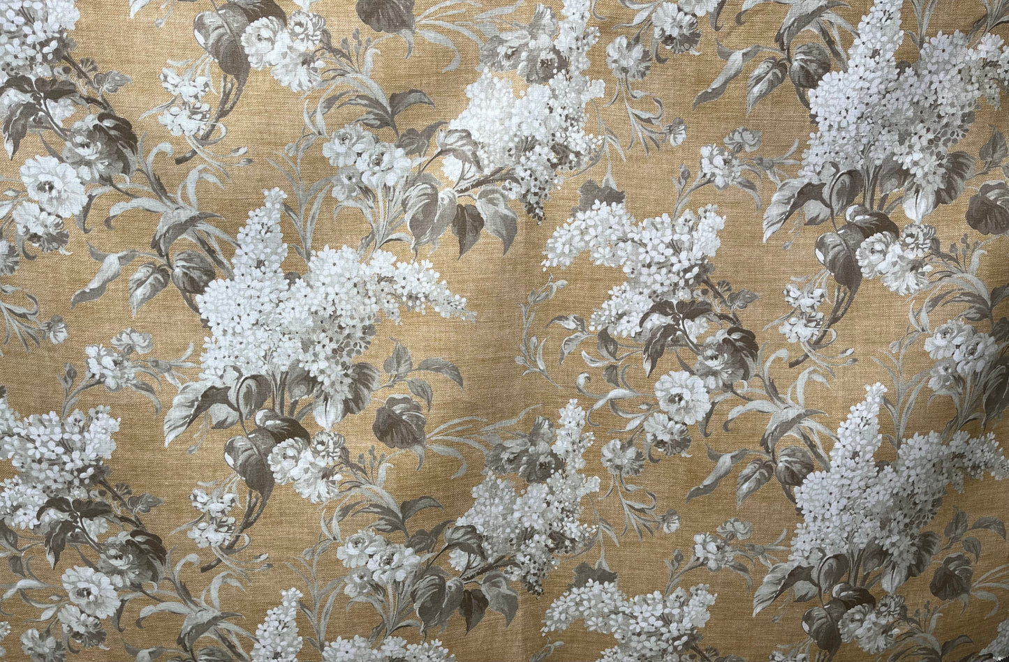 Joy Linen in Golden, printed on premium Irish linen. A flamboyant, exuberant and joyous floral