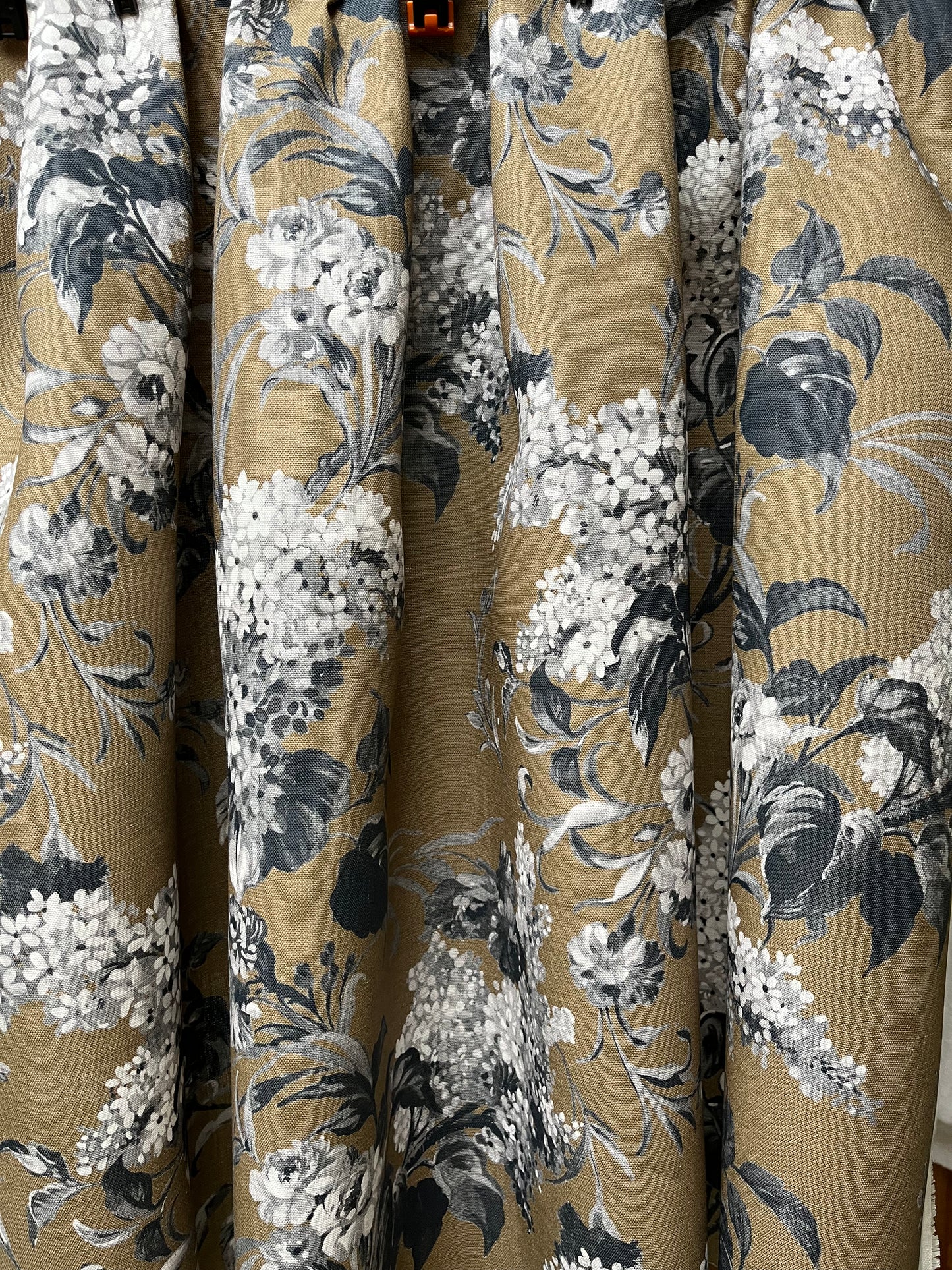 Joy Linen in Bronze, printed on premium Irish linen. A flamboyant, exuberant and joyous floral.