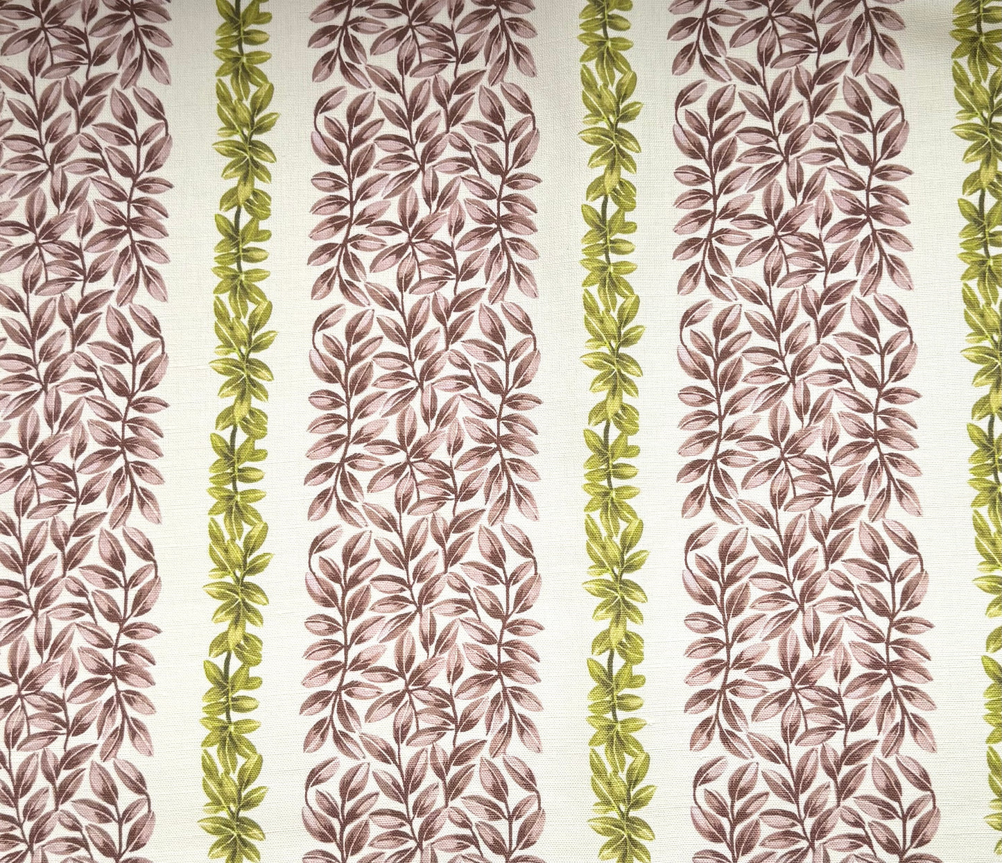 Large Leaf Stripe - Olive and Mauve Pink