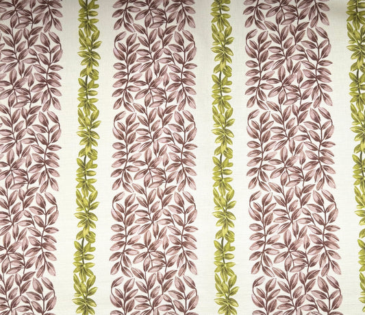 Large Leaf Stripe - Olive and Mauve Pink