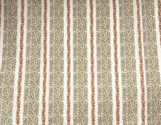 Small Leaf Stripe - Rust and Beige