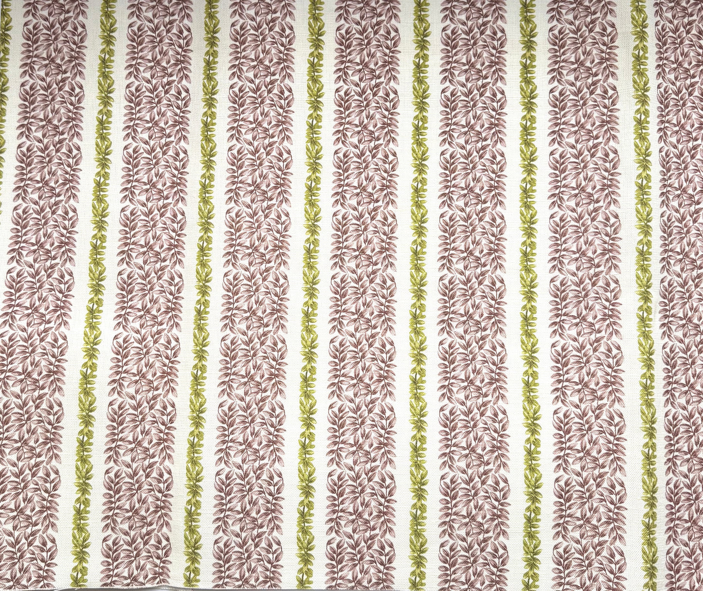 Small Leaf Stripe - Olive and Mauve Pink