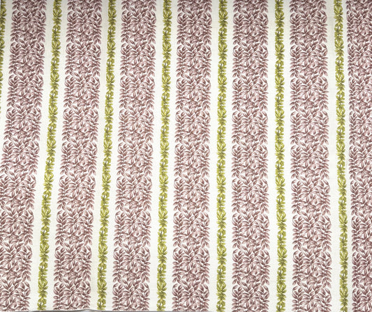 Small Leaf Stripe - Olive and Mauve Pink