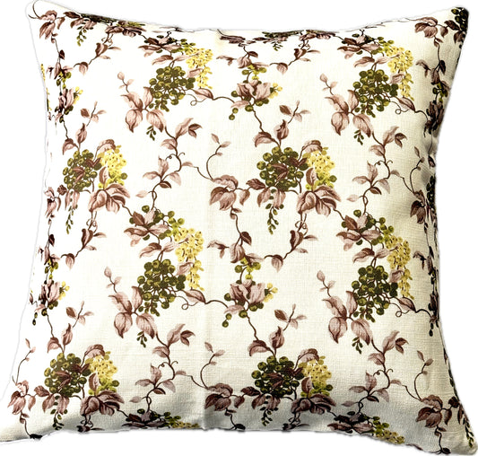 Petit Wisteria Cushion Cover in Olive and Mauve Pink