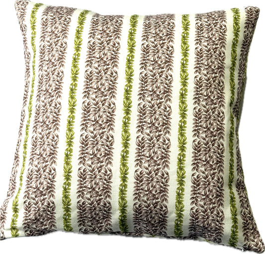 Small Leaf Stripe Cushion Cover in Gold and Grey