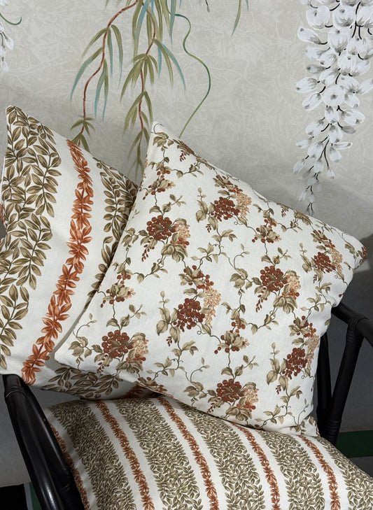 Petit Wisteria Cushion Cover in Rust and Beige