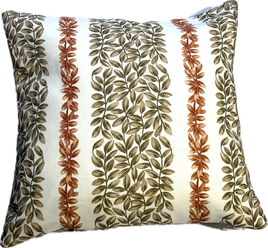 Large Leaf Stripe Cushion Cover in Rust and Beige