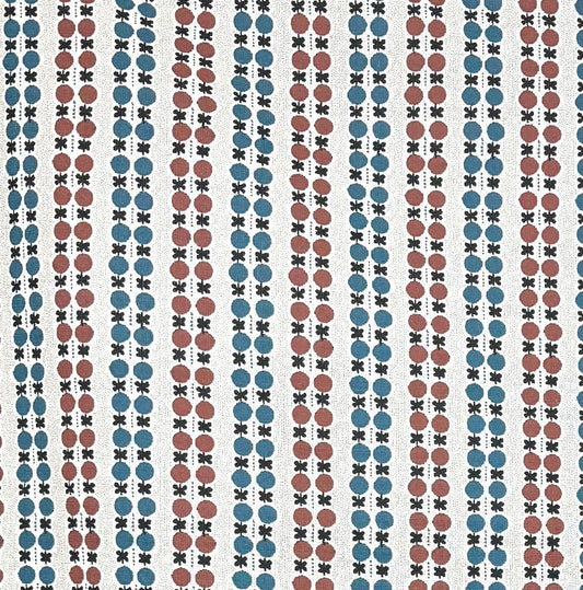 Orb - Blue & Bronze printed fabric