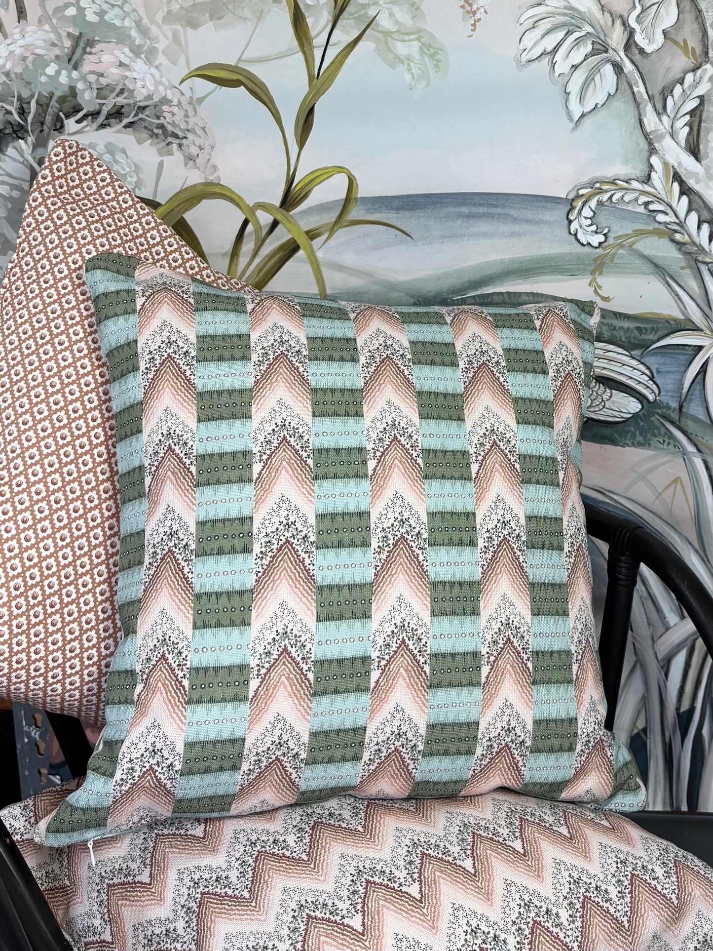 Regalia - Green/ Mocha printed fabric