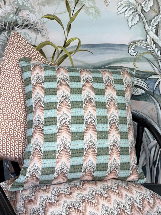 Regalia - Cushion Cover in Green & Mocha