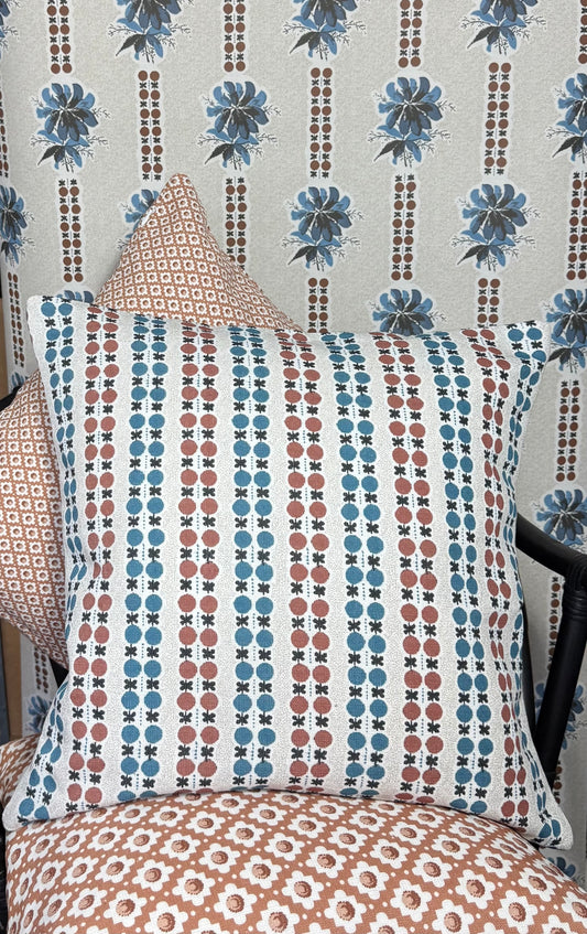 Orb - Cushion Cover in Blue & Bronze